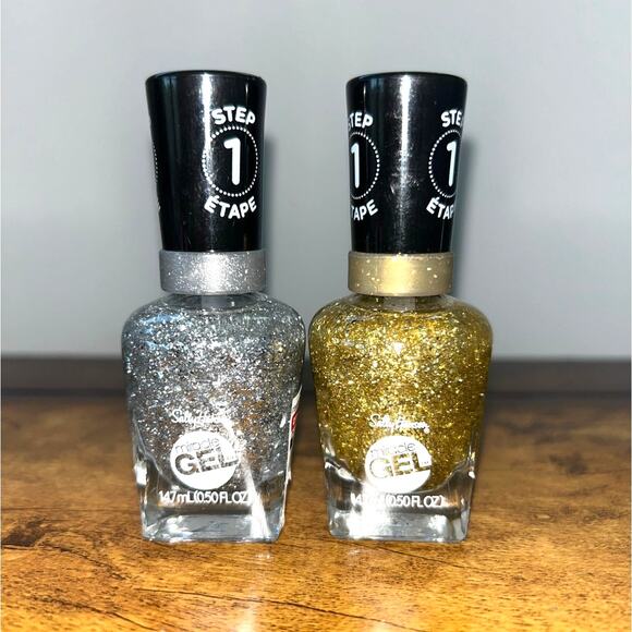 Sally Hansen Miracle Gel™ Nail Polish SET 777 Gold Glitter 781 Silver Glitter - Picture 4 of 12